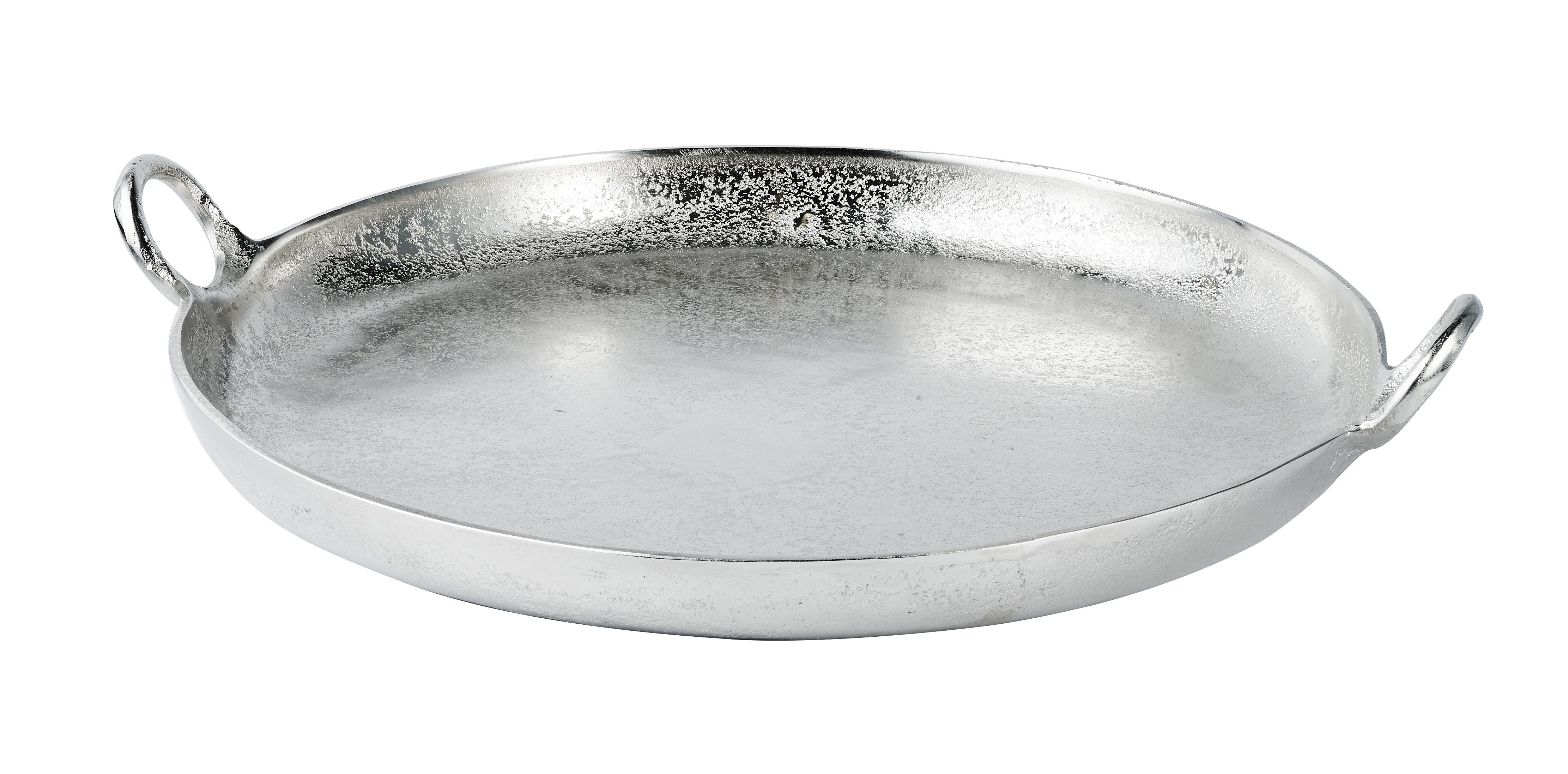 MichaelNoll Tablett Rundes Tablett Aluminium Dekotablett Metall mit Griff