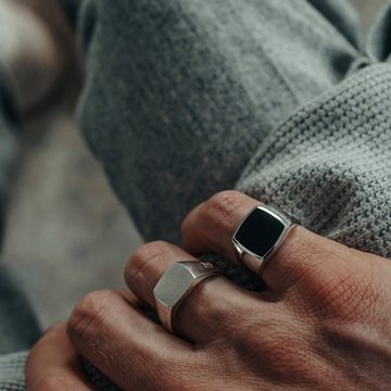 Sprezzi Fashion Siegelring Herren Ring Silber und Gold Siegelring matt gebürstet (inklusive Schmucketui und kostenlosem Silber-Pflegetuch geliert), handgefertigt, aus Sterling Silver, Echtgold vergoldet