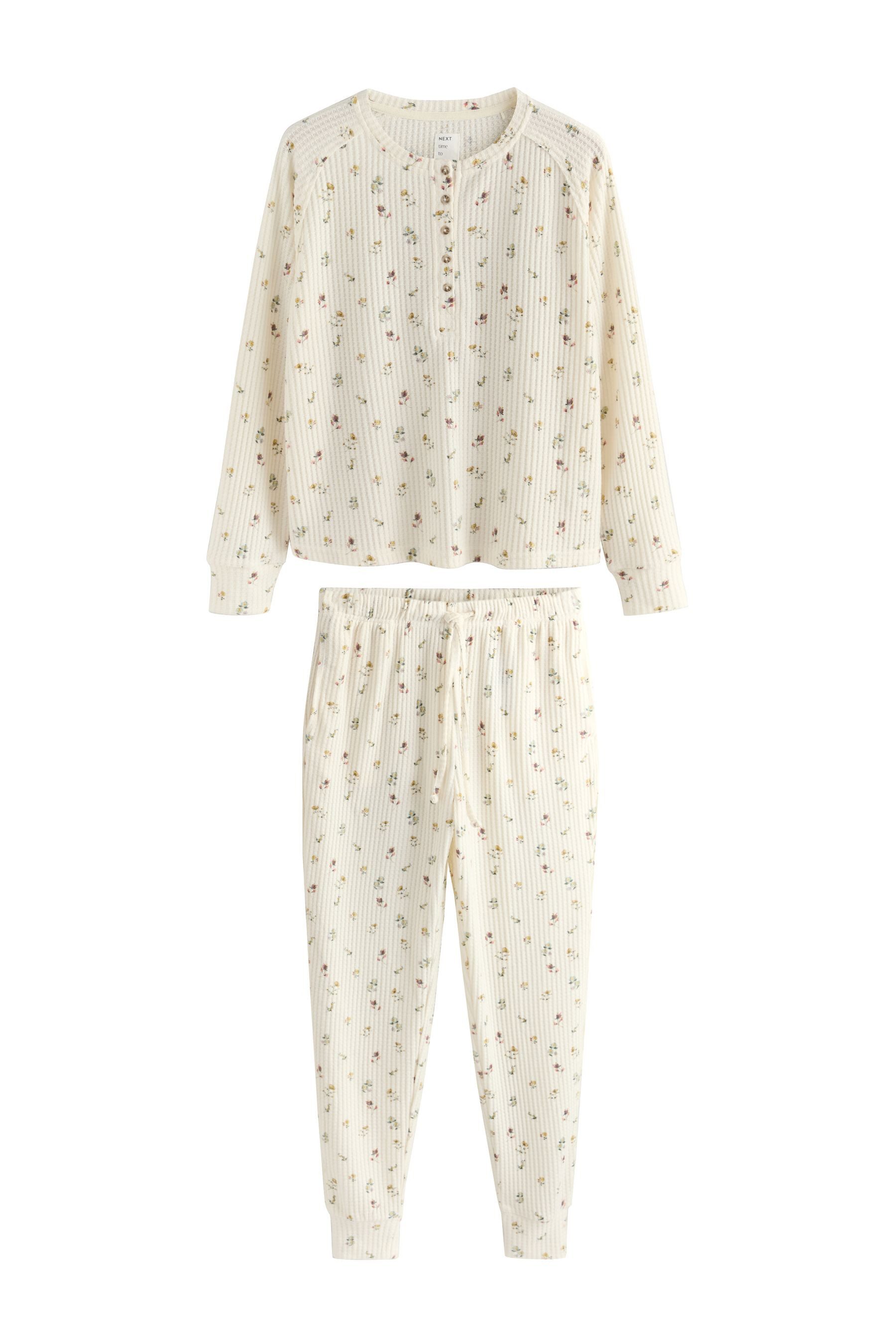 Next Pyjama Kuschliger Langarm-Schlafanzug mit Waffelstruktur (2 tlg)
