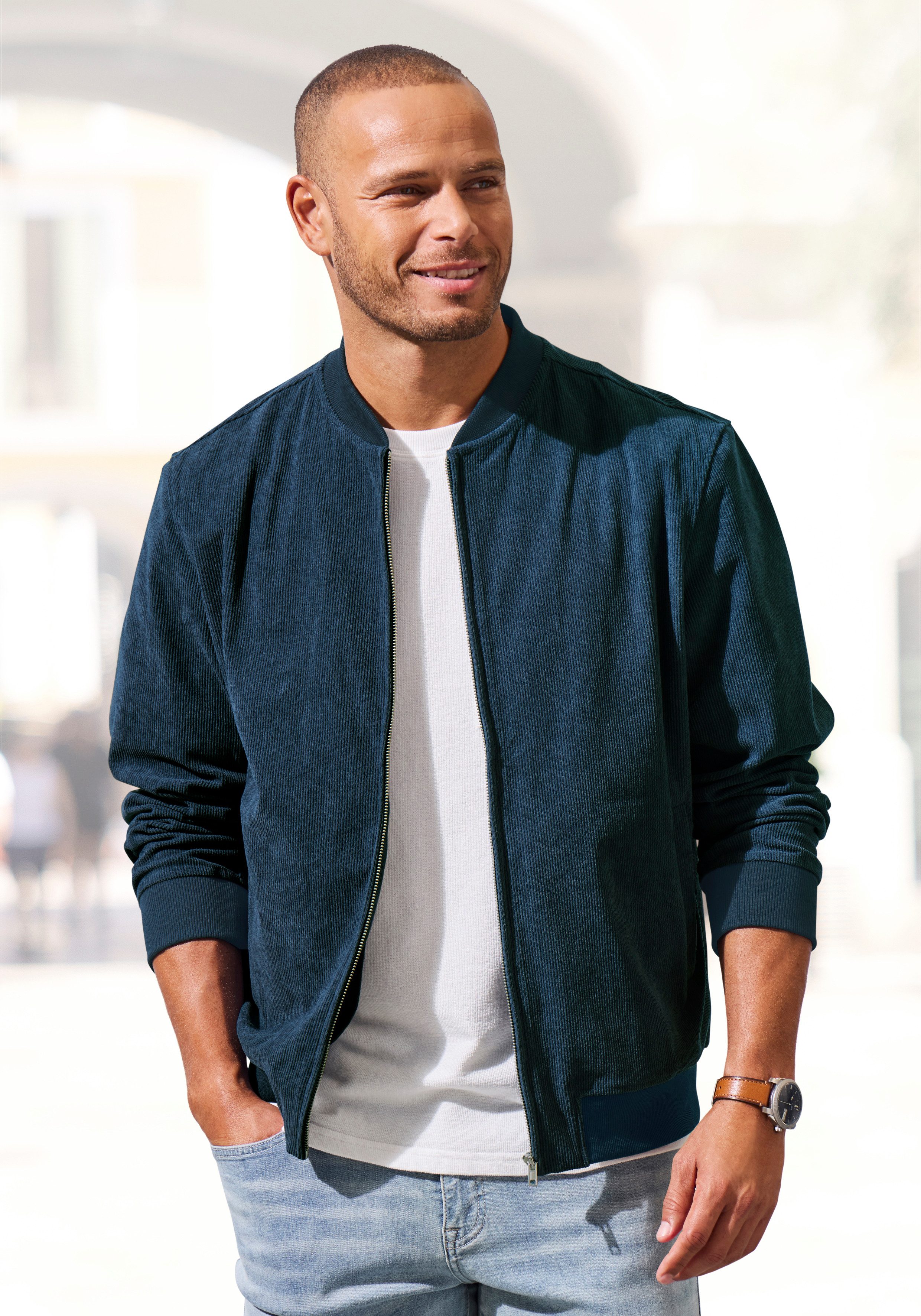 H.I.S Cordjacke - Blouson mit Reißverschluss, Pilotenjacke / Übergangsjacke aus Cord, regular fit