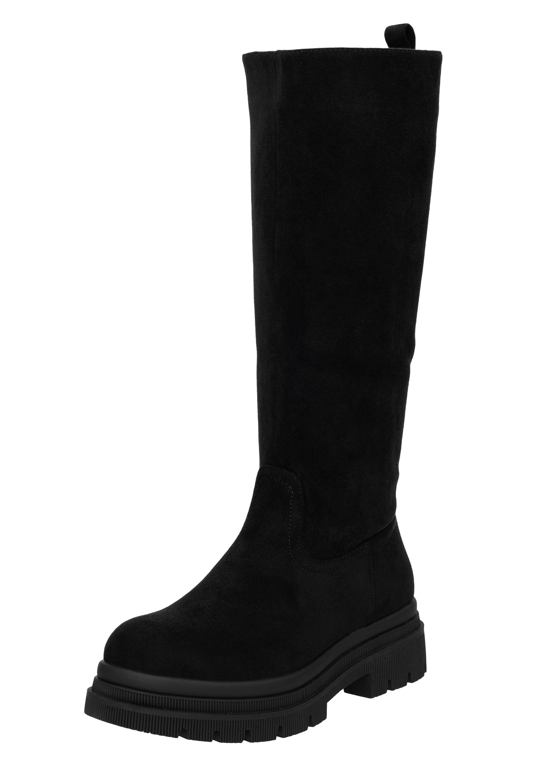 Salinyang Damen Langschaftstiefel mit Profilsohle, Reißverschluss & Chunky-Sohle Stiefel