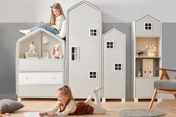 Konsimo Kommode MIRUM Kinderkommode Hausform Kommode, 3 Schubladen, mit Einlegeböde, Fenster mit Grifffunktion