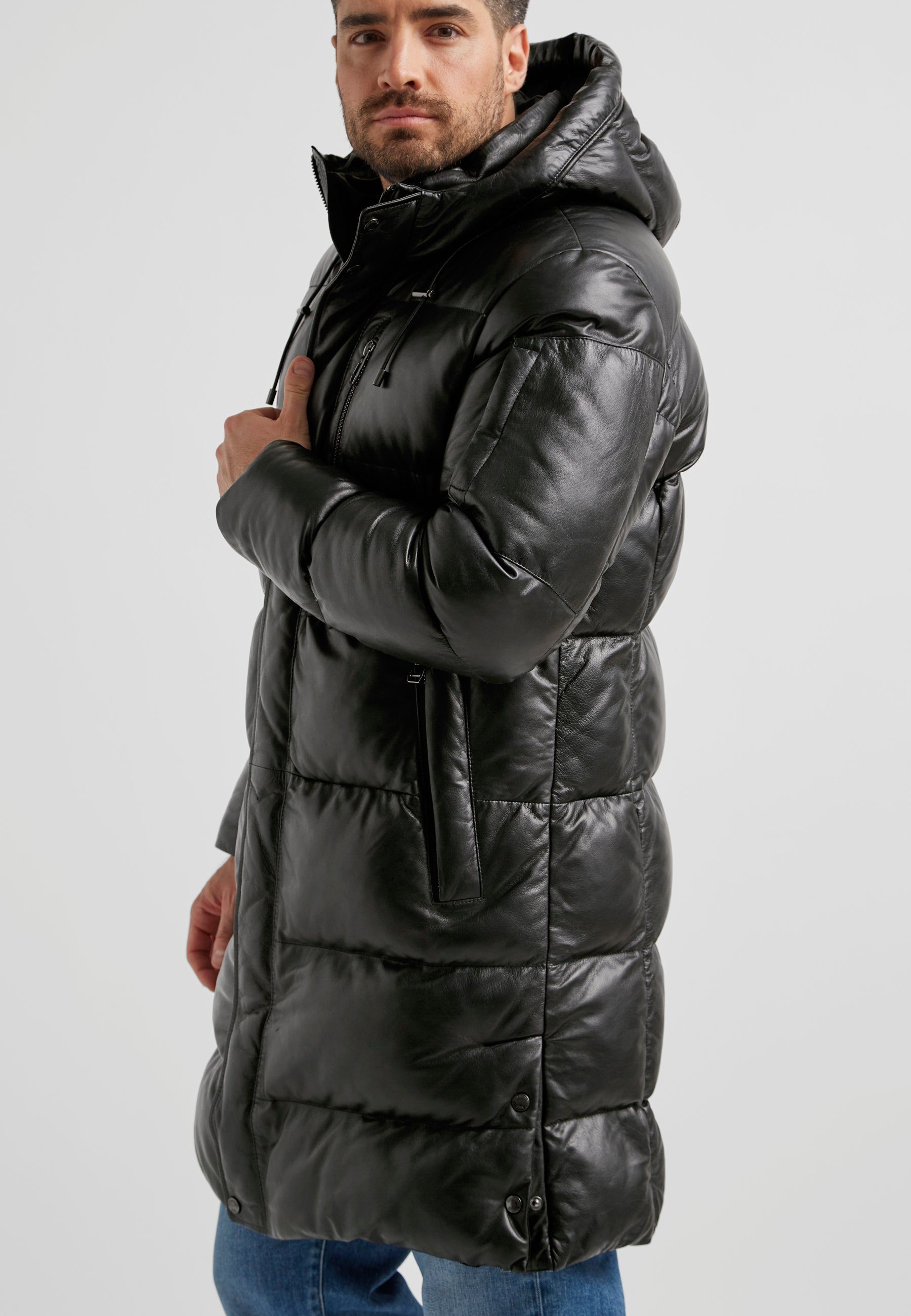 Milestone Ledermantel MSPiero gefüttert aus Lammleder mit abnehmbarer Kapuze