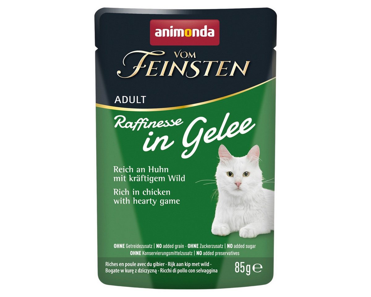Animonda vom Feinsten Raffinesse in Gelee Adult reich an Huhn mit Wild 85 g - 2, Nassfutter für: Katze