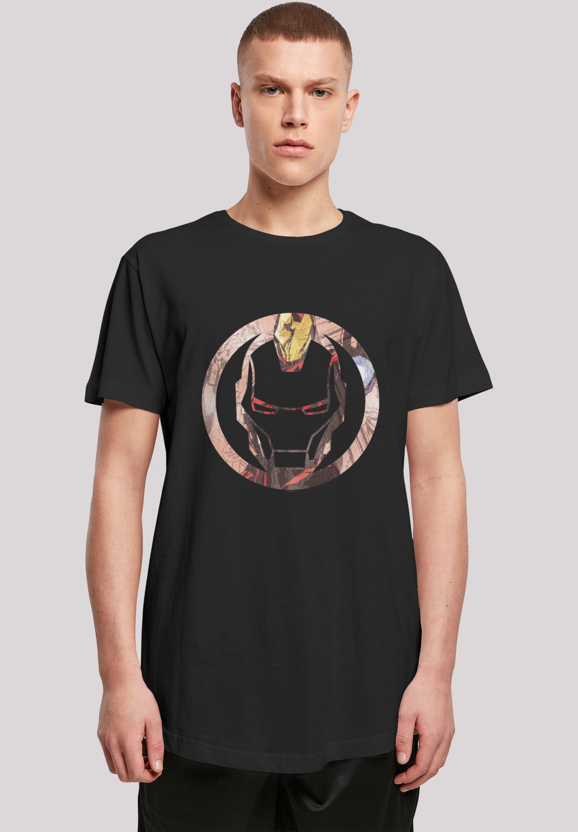 Marvel Kurzarmshirt Shaped with (1-tlg) -BLK Man Montage Tee Herren Iron Symbol F4NT4STIC Long