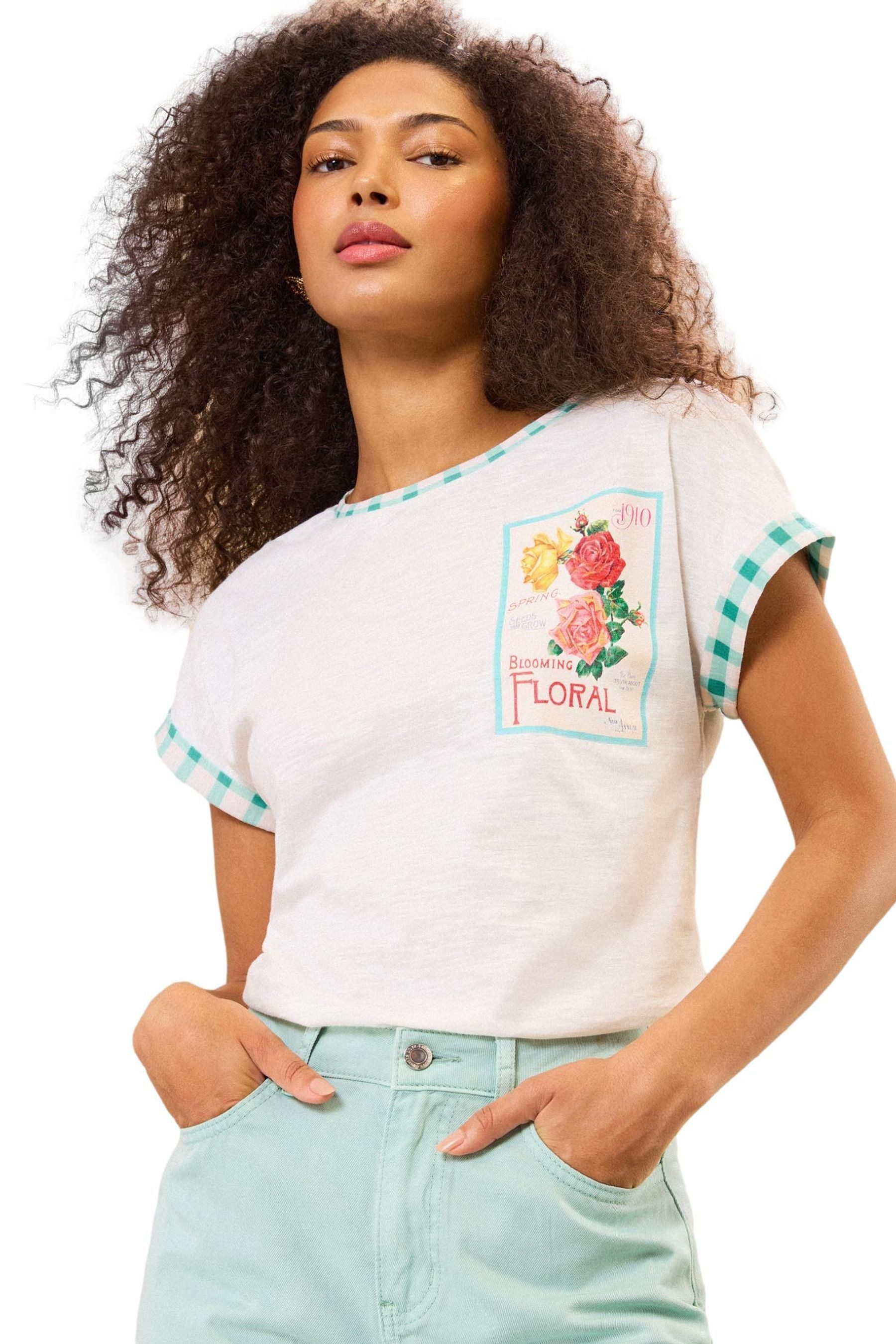 T-Shirt Love & Roses Rundhals-Oberteil aus Jersey, Regular