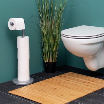 bremermann Toilettenpapierhalter Stand-WC-Rollenhalter 2in1, Ersatzrollenhalter (4 Rollen), grau