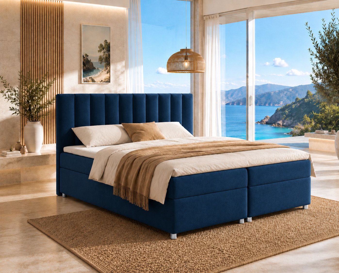 Best for Home Boxspringbett Trinity K-10 mit zwei Bettkästen & 7-Zonen Komfort-Topper (Doppelbett mit Stauraum, Federkernmatratze, gepolstertes Kopfteil, Doppelbett versch. Größen, 140x200 160x200 180x200 200x200 cm), Handwerksqualität, TOP Preis-Leistung