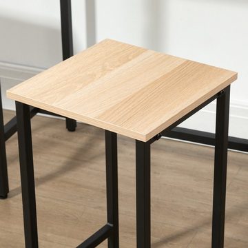 HOMCOM Sitzgruppe Bartisch-Set im Industrie-Design, 3-teilig, 1 Tisch, 2 Hocker
