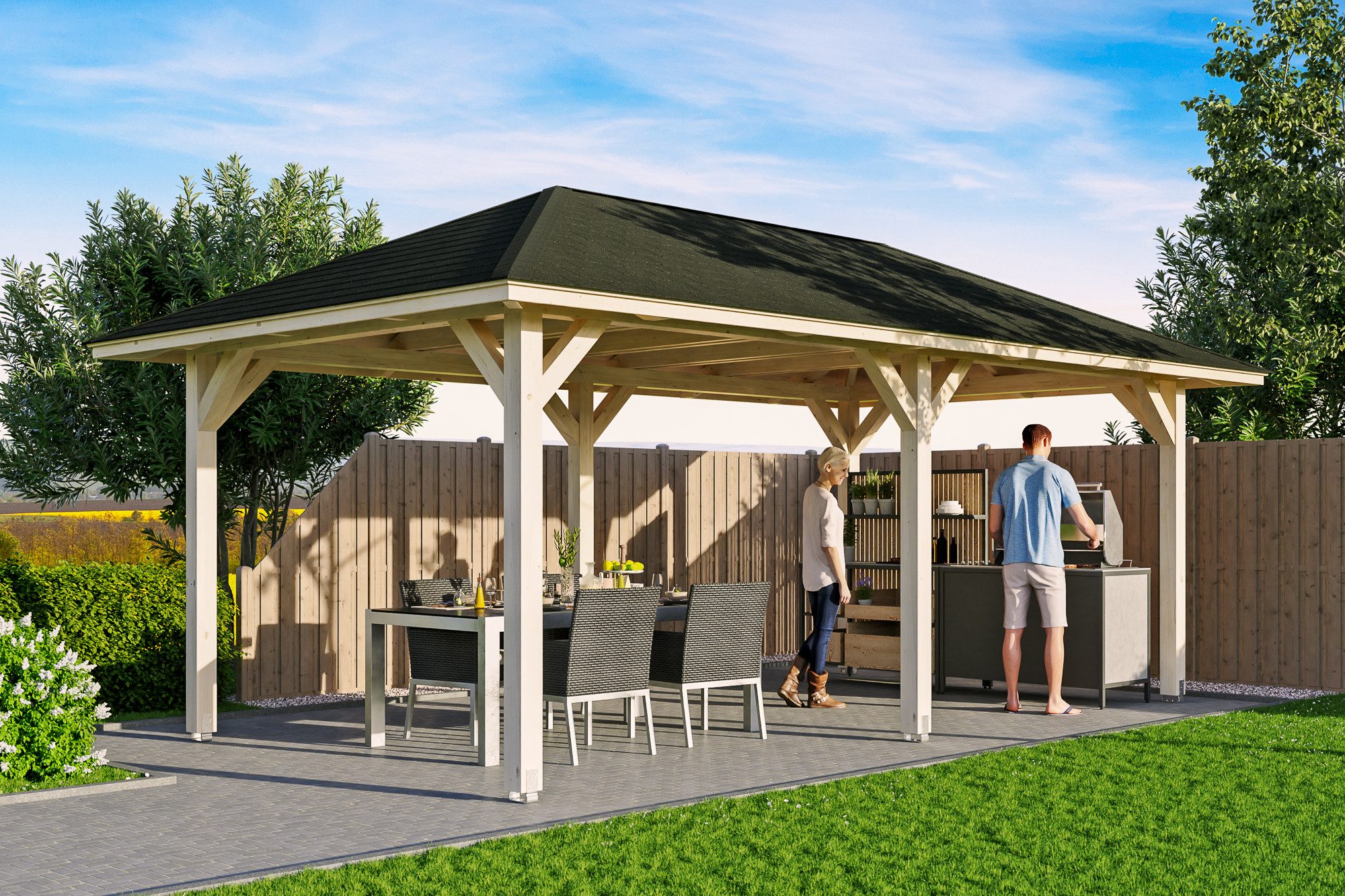 Thumbnail - Skanholz Holzpavillon Orleans 1, Leimholz, 294 x 576 cm
