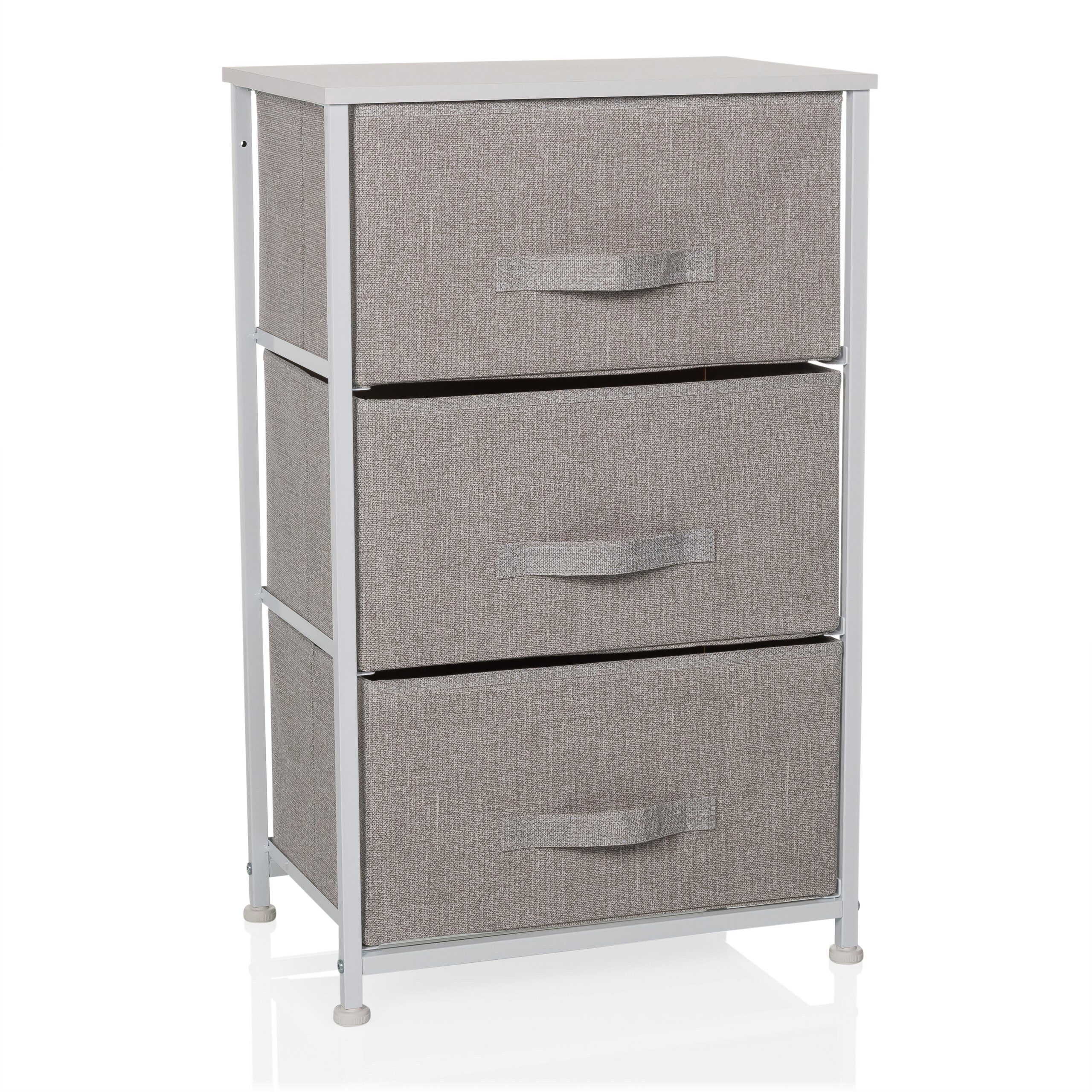 hjh LIVING Kommode FOLDRESS M Sideboard H/B/T: 73.0 x 45.0 x 30.0 cm, Schubladenkommode mit 3 Stoff-Schubladen, Metall-Gestell, Holz-Ablage