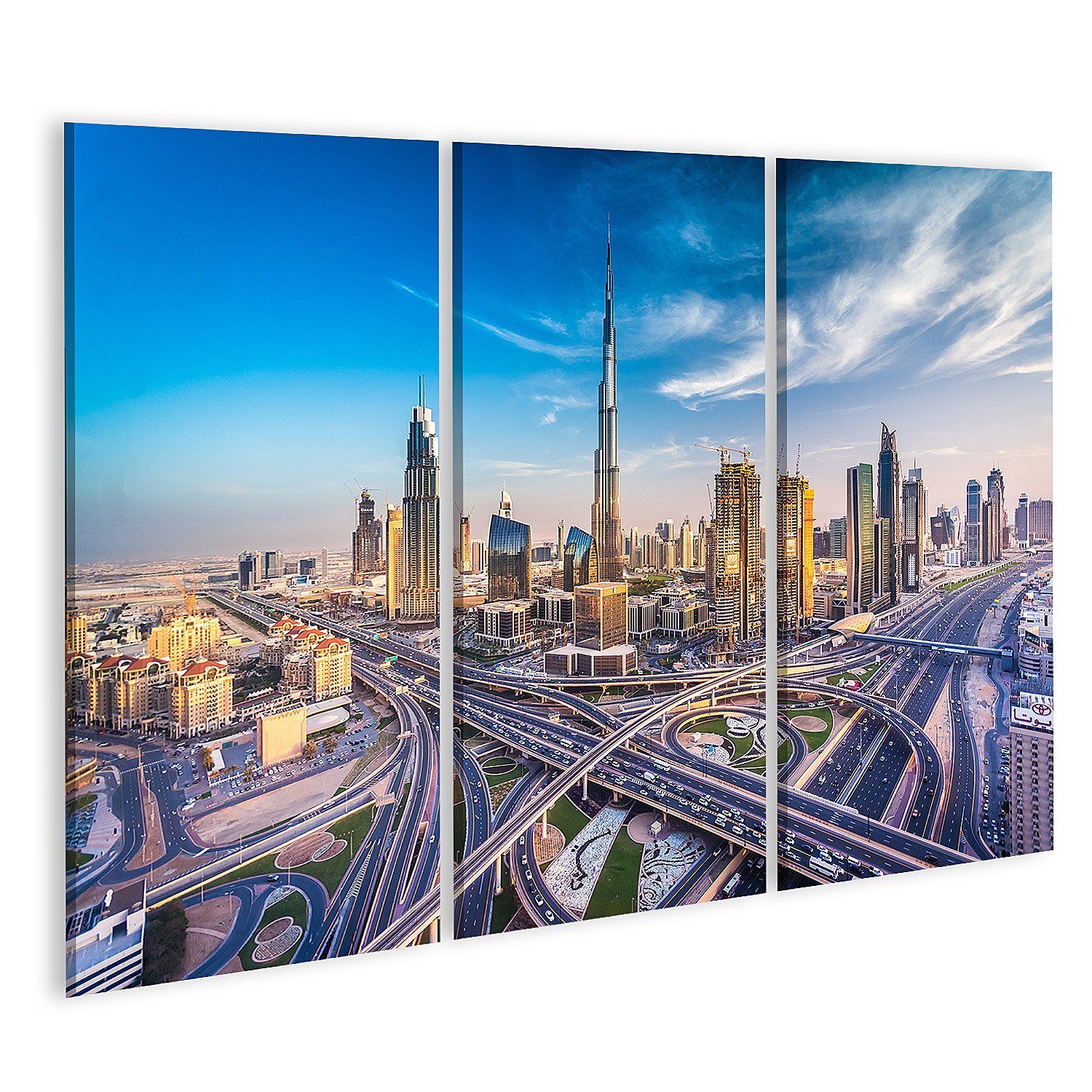 Leinwandbild Bild auf Leinwand Dubai Skyline mit schönen Stadt in der Nähe von sein