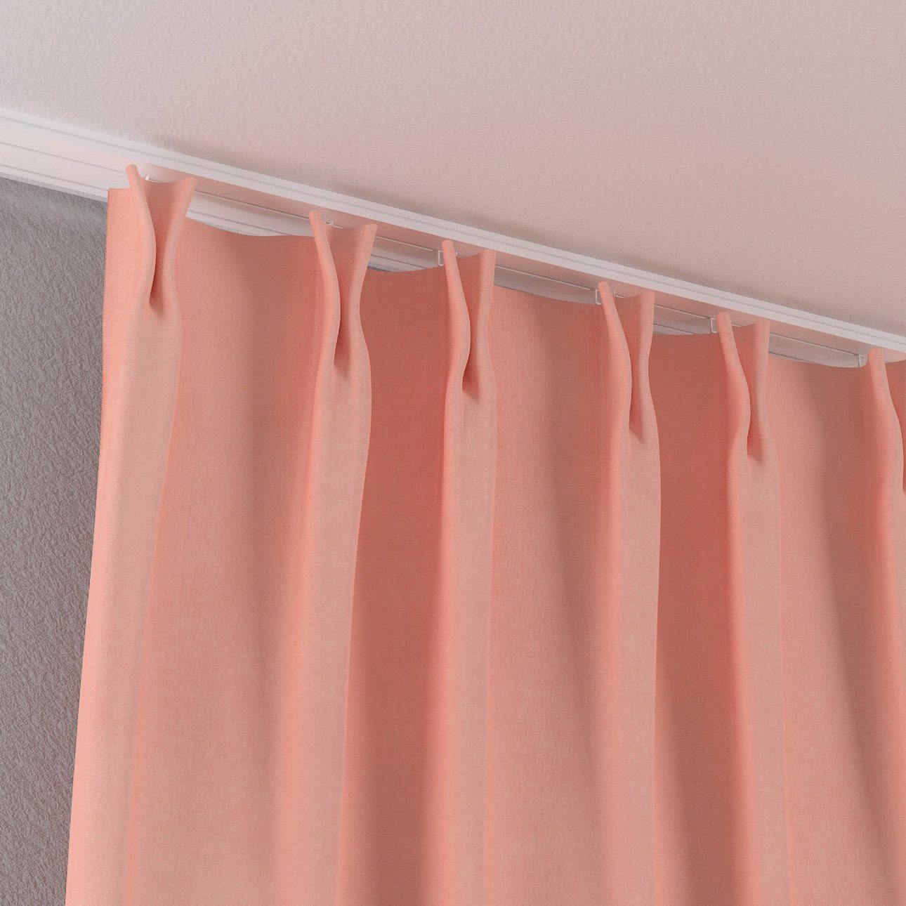Vorhang Crema, Dekoria cm, rosa mit flämischen 60 x 100 2-er Falten Vorhang