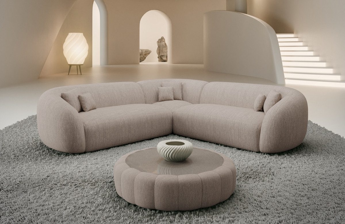 Sofa Dreams Ecksofa Sorelia L Form Luxus Polsterecke, Design Couch, 4-Sitzer, Strukturstoff Bezug in Beige