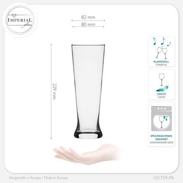 IMPERIAL glass Bierglas Hohe Weizengläser 500ml Set, Crystalline Glas, (max. 680ml) Spülmaschinenfest Biergläser Weizenbiergläser Pilsner