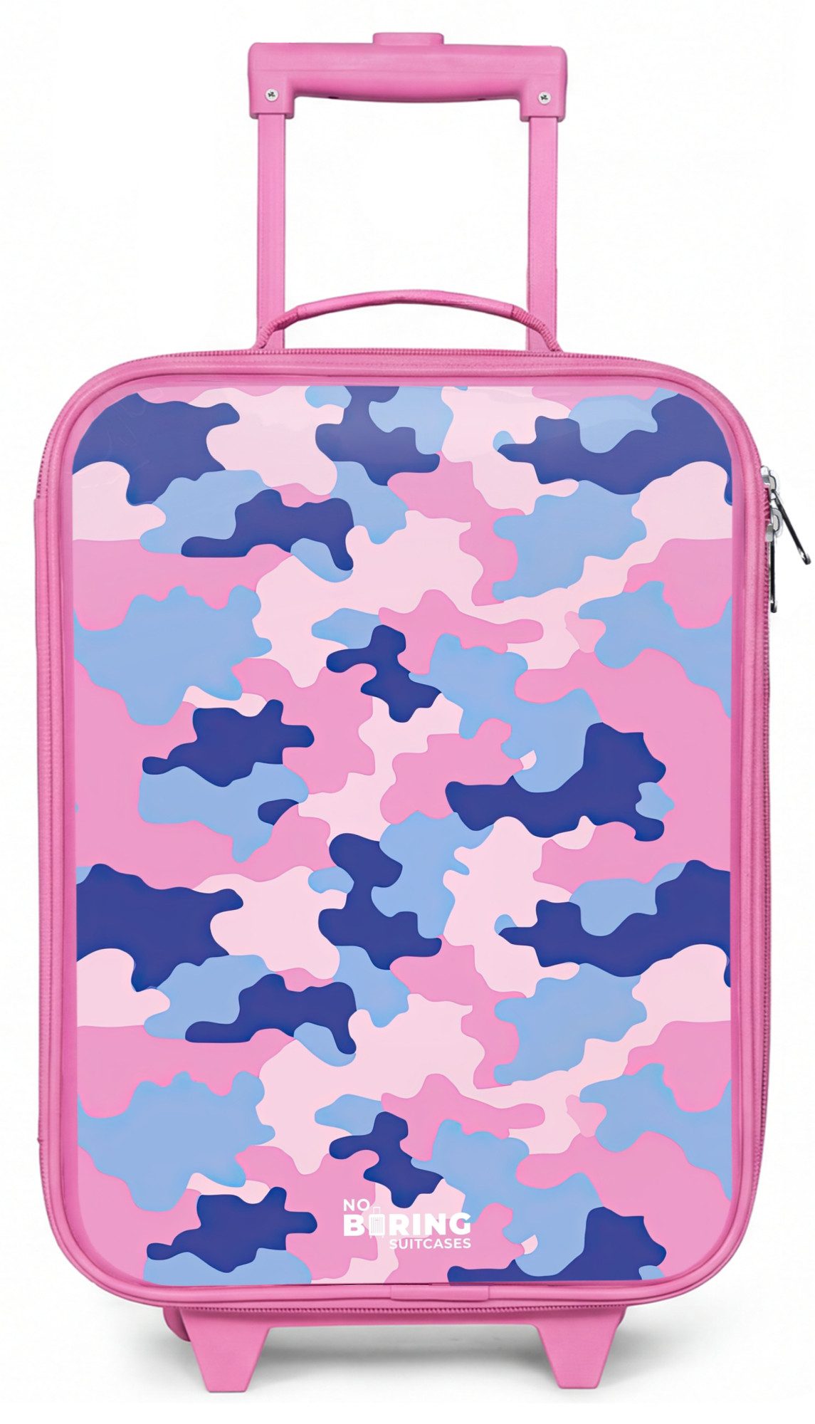 NoBoringSuitcases.com© Kinderkoffer mit leuchtende Räder - Tarnfarben - Rosa - Blau, 2 Rollen, Handgepäck-Koffer, Kinderkoffer, Reisekoffer Mädchen
