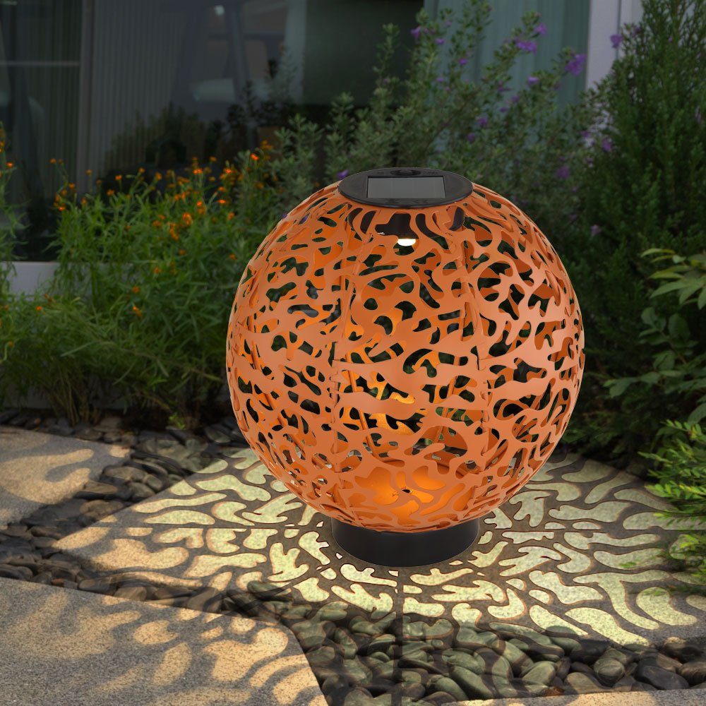 etc-shop LED Gartenleuchte, LED-Leuchtmittel fest verbaut, Warmweiß, Deko-Solarkugel aus Metall LED Lampe Außenlampe Garten Deko