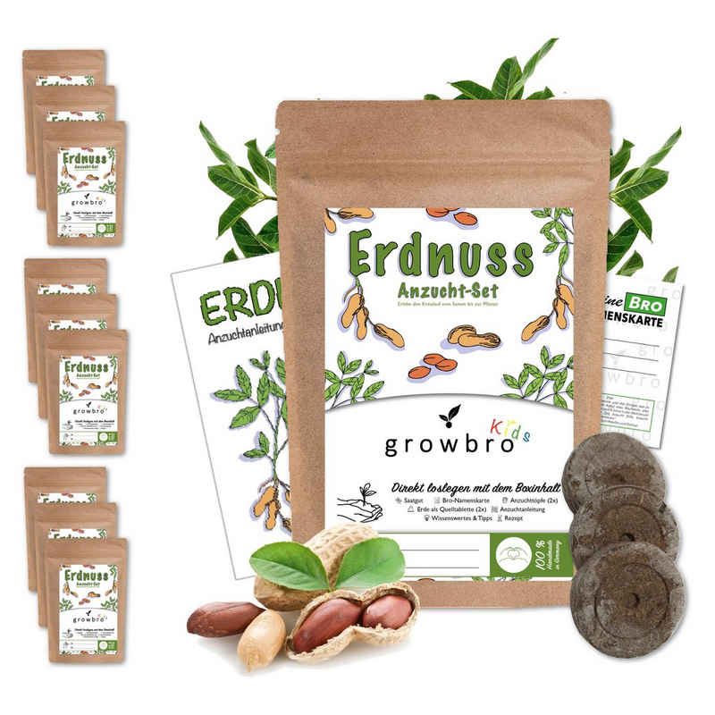 growbro Gartenpflege-Set 10 X Erdnuss Anzuchtset für Kids: Natur entdecken & spielerisch lernen