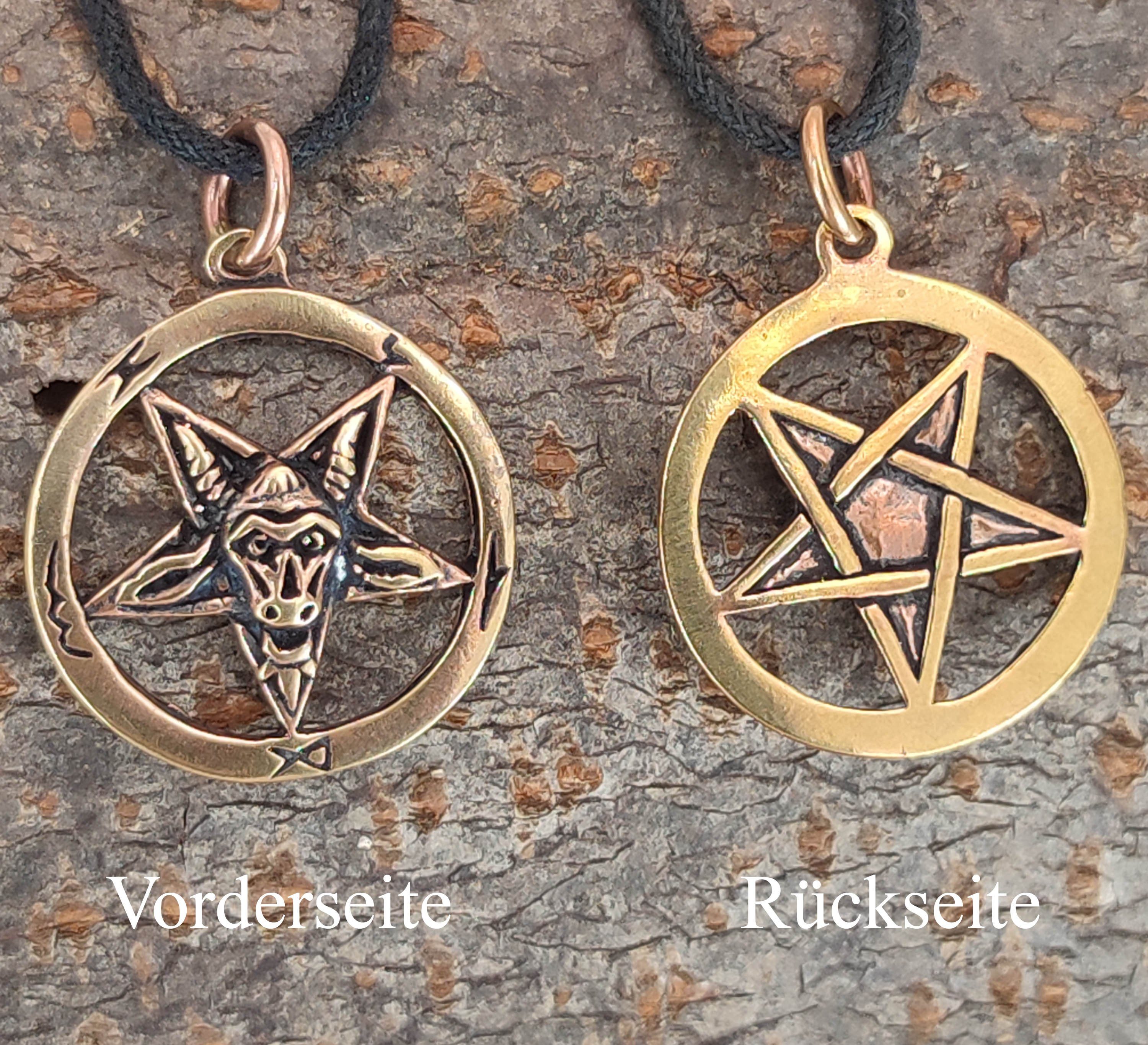 Leather Drudenfuß Satan Baphomet Anhänger Kiss schwarze Teufel of Bronze Kettenanhänger Magie Pentagramm