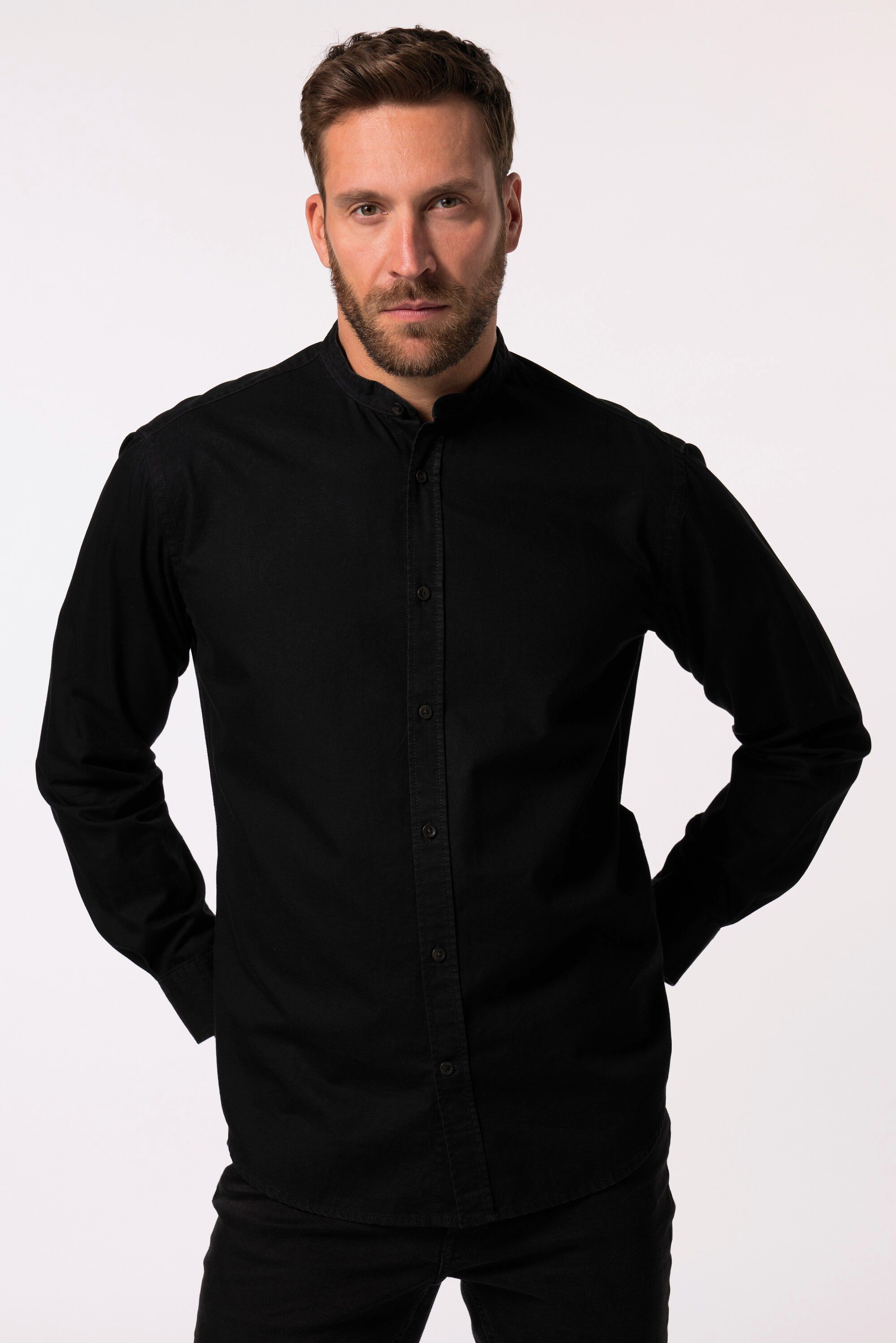 Businesshemd Jeanshemd Langarm Stehkragen Modern Fit