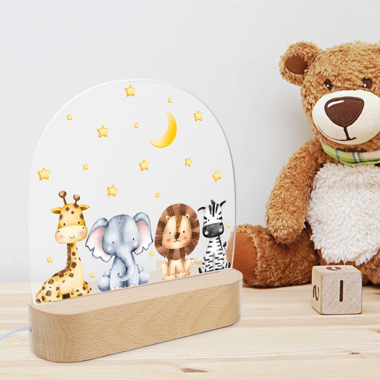 GRAVURZEILE LED Nachtlicht für Kinder, Beruhigend und Energiesparend - Tiergruppen Design, LED, 3 Lichtmodi: Warm- Kalt- und Mischweiß, Geschenk für Kinder & Baby