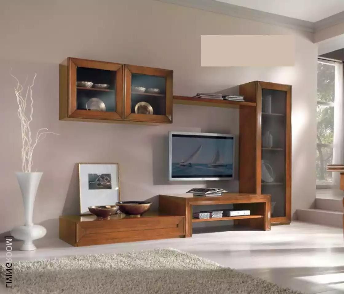 Xlmoebel Wohnwand Moderne Wohnwand mit Schrank, Vitrine und Sideboard in Holzoptik, (3-St., Wohnwand), Hergestellt in Europa