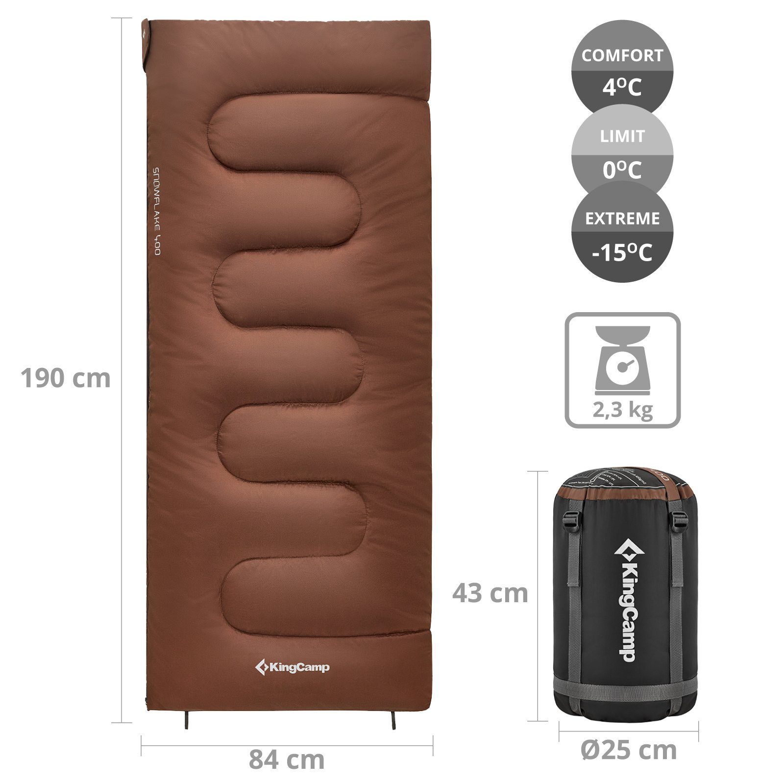 KingCamp Deckenschlafsack Deckenschlafsack Snowflake 400 Winter, günstig online kaufen