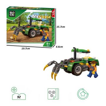 Blocki Konstruktions-Spielset BLOCKI MyFarm Trekker Traktor Pflug Bauernhof Bausatz Spielzeug 85 tlg