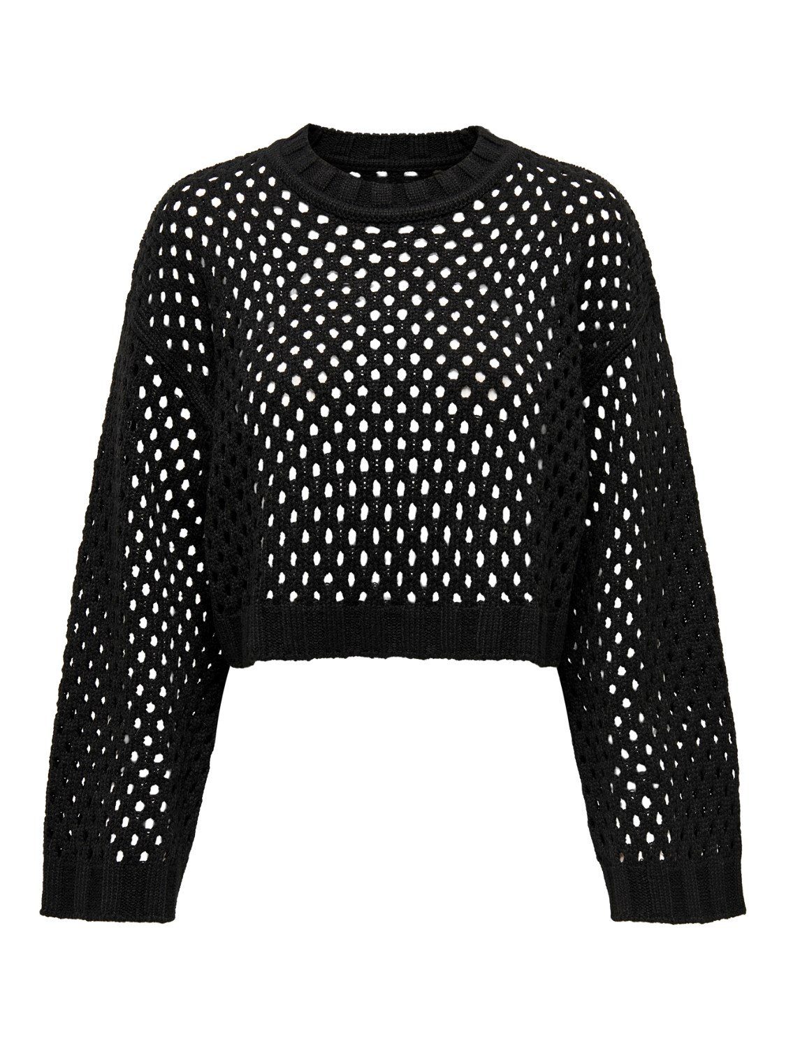 ONLY Strickpullover Only Damen Strick-Pullover Short - OnlSmilla Grobstrick Crop Sweater Schwarz