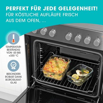 GOURMETmaxx Frischhaltedose Lunchbox, Glas, (4er Set, 8-tlg), Glas-Frischhaltedosen Klick-it inkl. Ventil