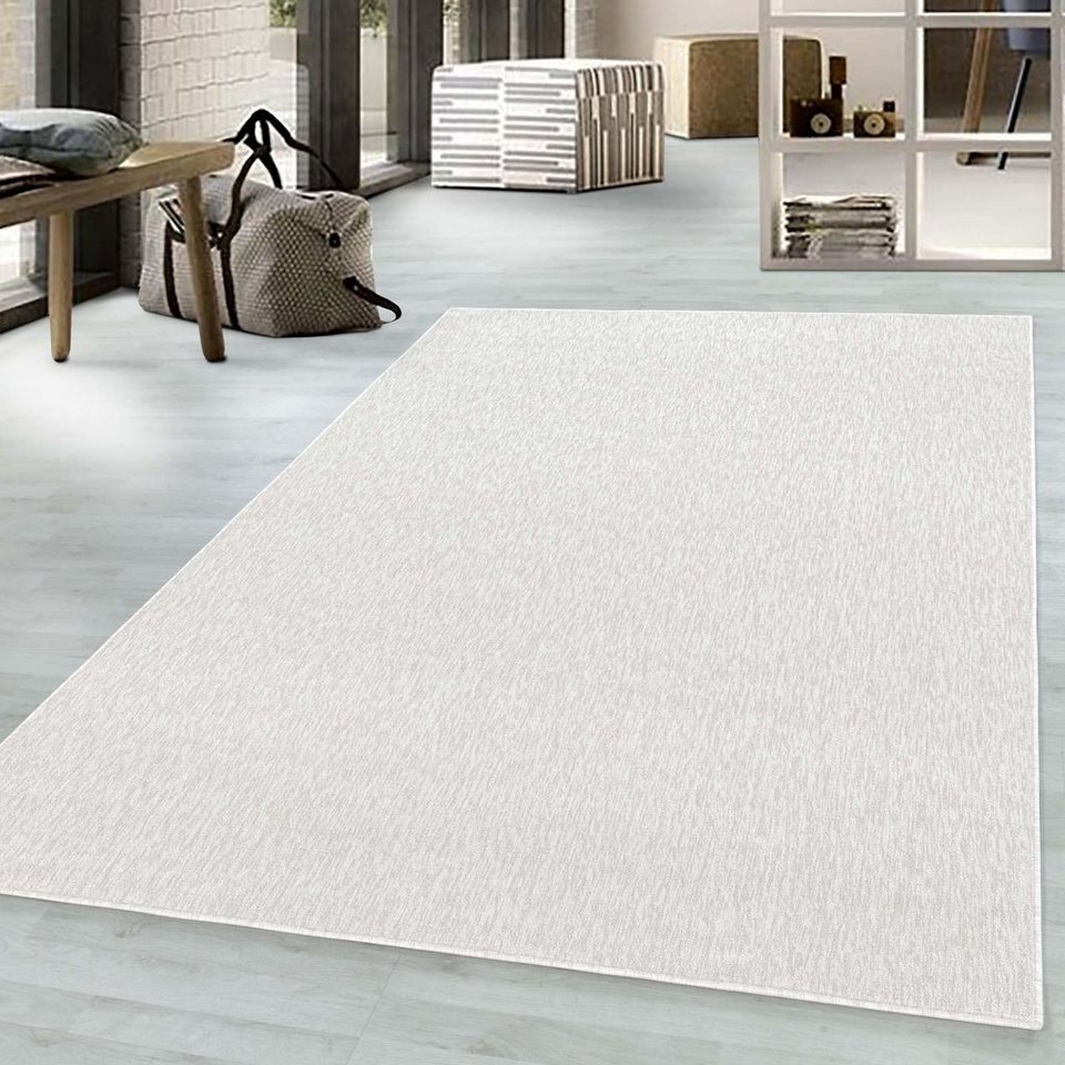 Teppich TaraCarpet Teppich Osaka robustes Flachgewebe uni, TaraCarpet,  rechteckig, Höhe: 7 mm, modern einfarbig creme Wohnzimmer Esszimmer  Schlafzimmer 080x150 cm