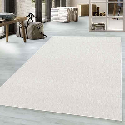 Teppich TaraCarpet Teppich Osaka robustes Flachgewebe uni, TaraCarpet, rechteckig, Höhe: 7 mm, modern einfarbig creme Wohnzimmer Esszimmer Schlafzimmer 080x150 cm