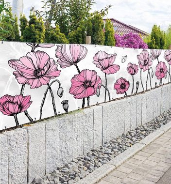 MyMaxxi Sichtschutzzaunmatten Zaunbanner Wunderland Blumen rosa Sichtschutz Garten Zaun