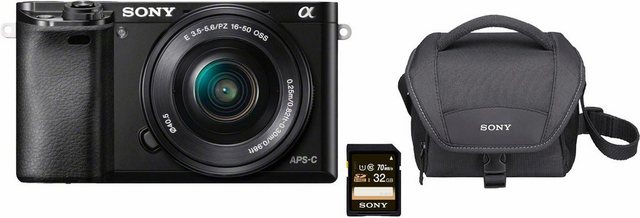 Sony »Alpha ILCE 6000L« Systemkamera (SEL P1650, 24,3 MP, WLAN (Wi Fi), NFC, Gesichtserkennung, HDR Aufnahme, Makroaufnahme)  - Onlineshop OTTO