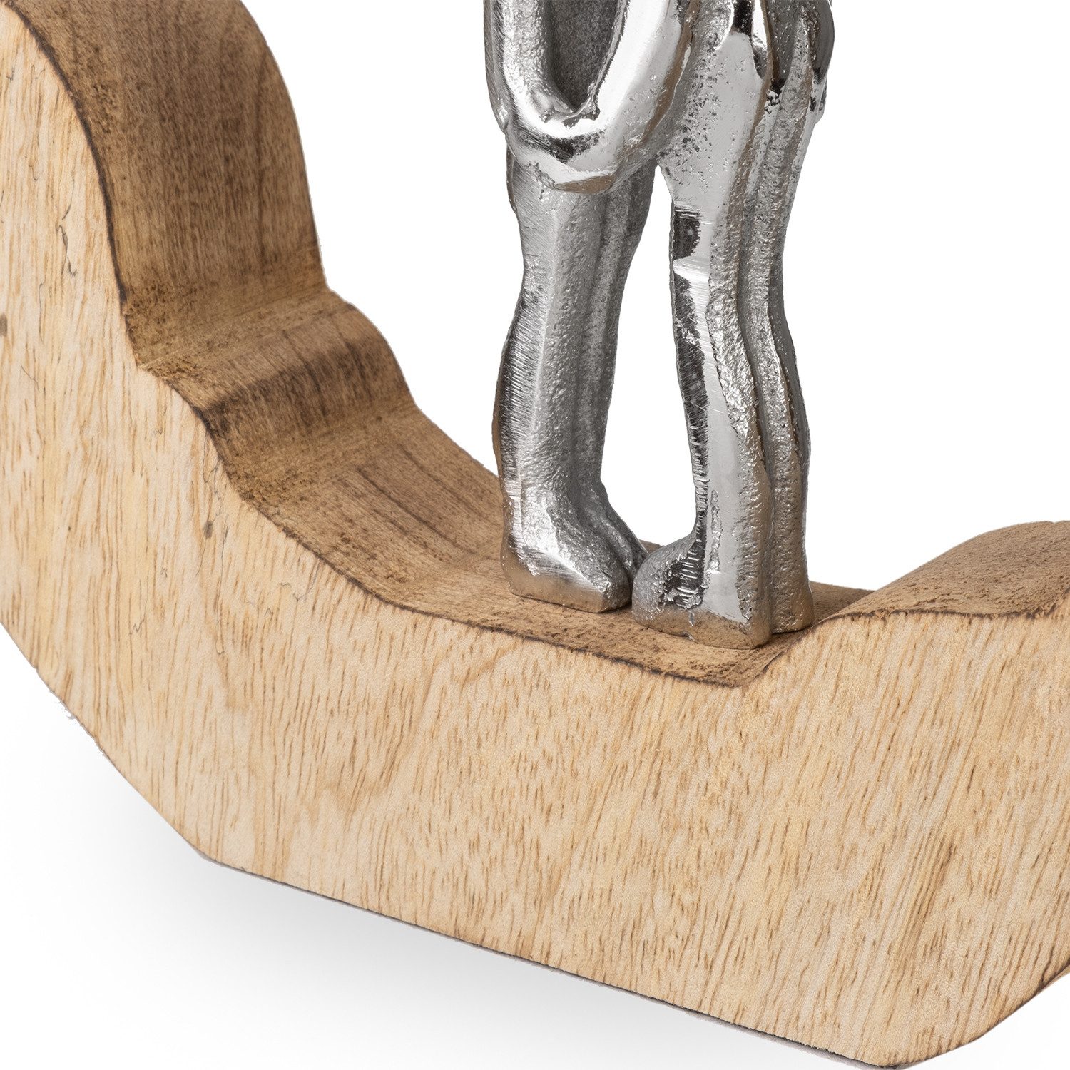 Moritz Skulptur Dekofigur Paar Umarmung Aluminium auf Mangoholz, Holz, Tischdeko, Fensterdeko, Wanddeko, Holzdeko, Weihnachtsdeko