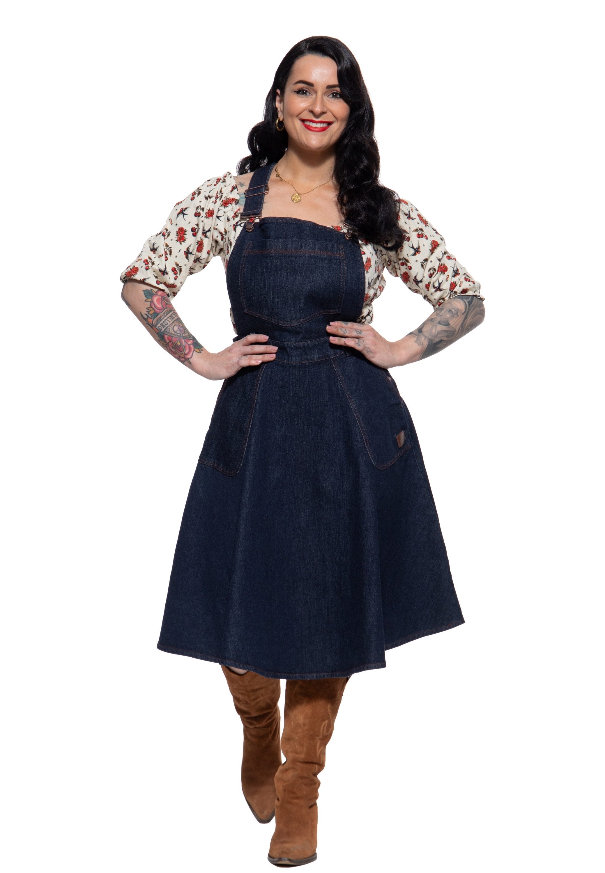 QueenKerosin Jeanskleid Josie im Workwear-Look