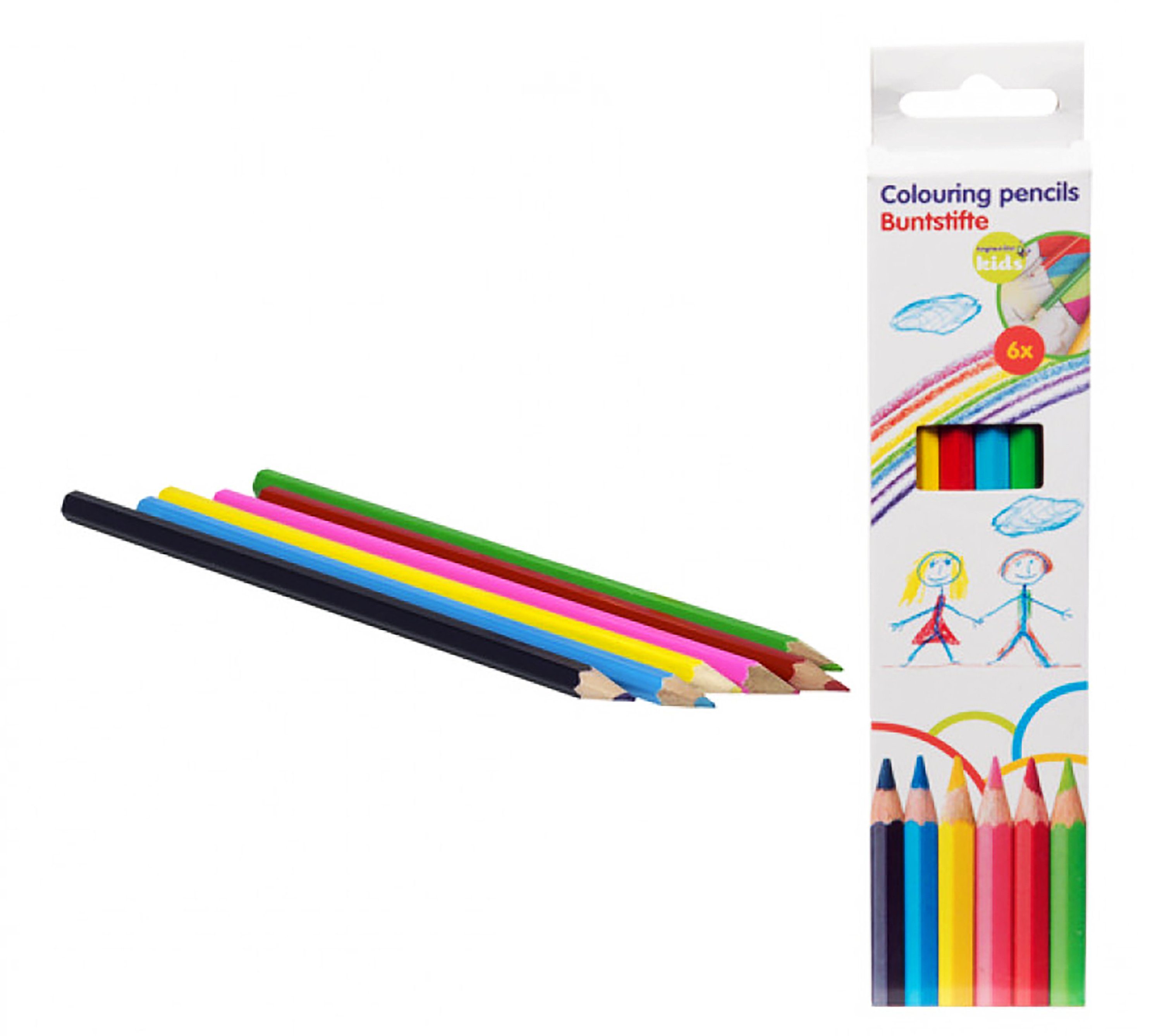 Topwrite Kids Buntstift 6 BUNTSTIFTE Set Farbstifte Bleistift Malstifte Malset Sechskant 56, (6-tlg), Kartonetui