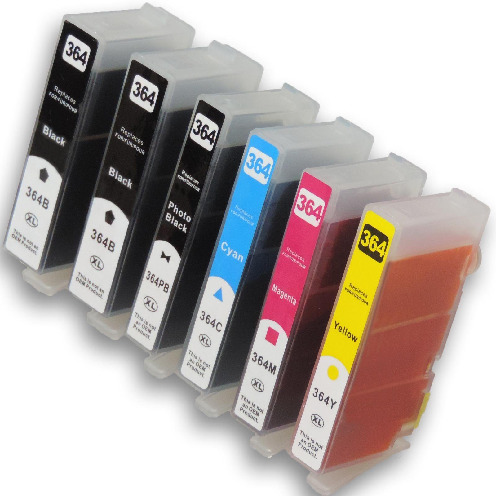 Tonerkartusche Kompatibel HP 364XL Multipack 6-Farben (2x Schwarz, 1x Foto-Schwarz, (Set)