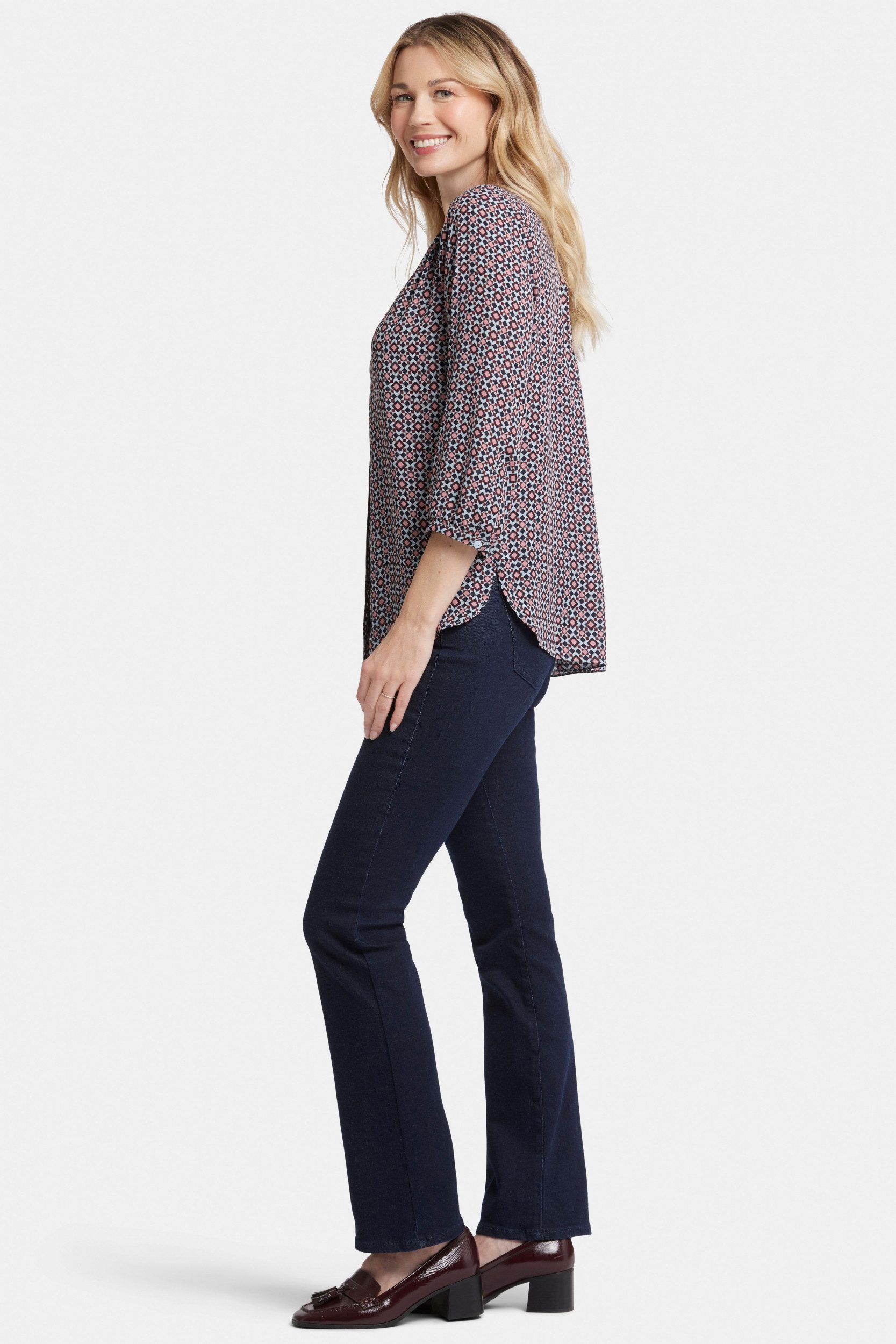 NYDJ Blusentop Pintuck Blouse Grafikdruck
