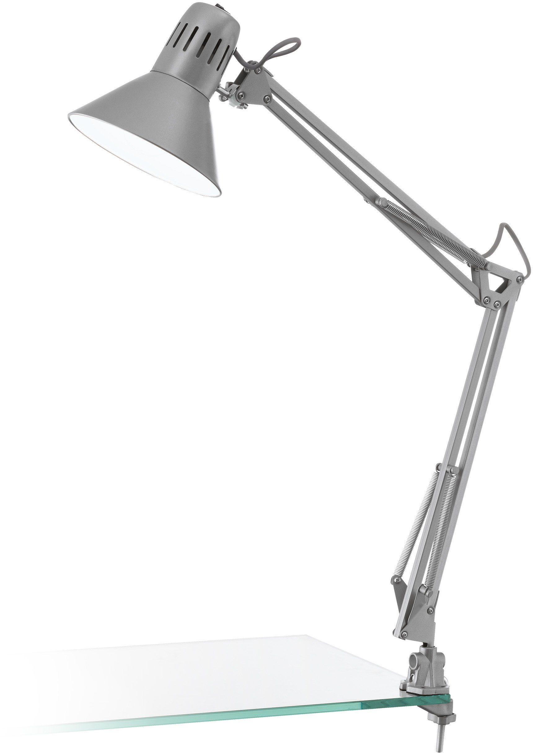 EGLO Tischleuchte FIRMO, wechselbar, Schreibtischlampe, Leuchtmittel, Retro, Klemmlampe Fassung Vintage, E27 Leuchtmittel ohne Industrial