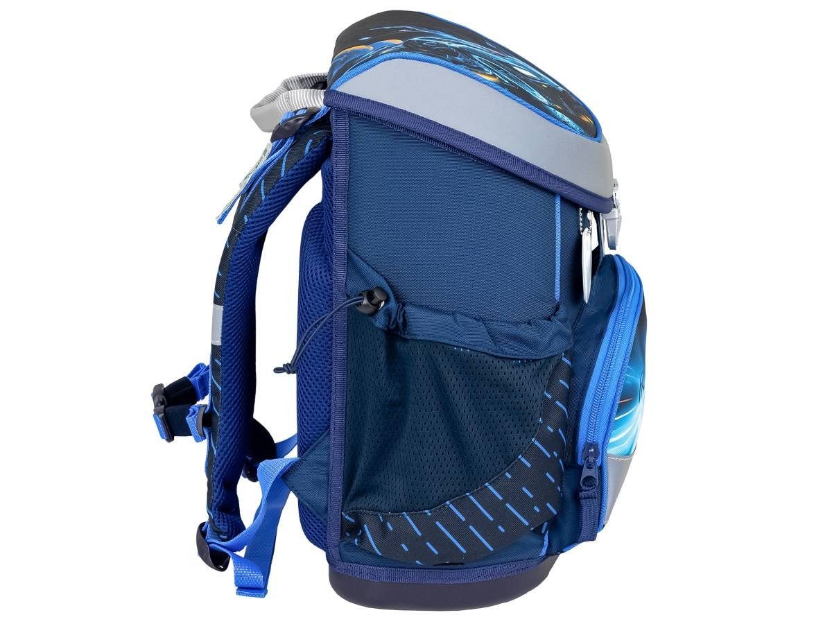 Belmil Schulranzen "Mini-Fit" 2025 für kleine Kinder 1. Klasse (Set, 4-tlg), Rennauto Rennwagen, Grundschule, Einschulung, für Jungen