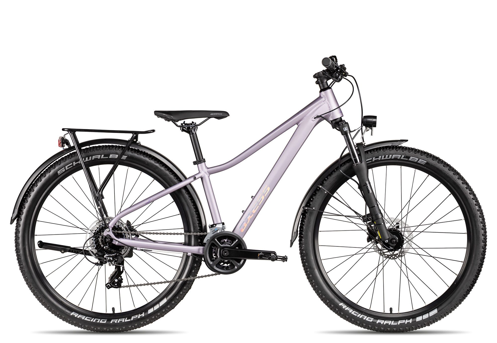 Axess Mountainbike Meea DX, 16 Gang Shimano Tourney RD-TX802 Schaltwerk, Kettenschaltung, hydraulische Scheibenbremse violett/rosa