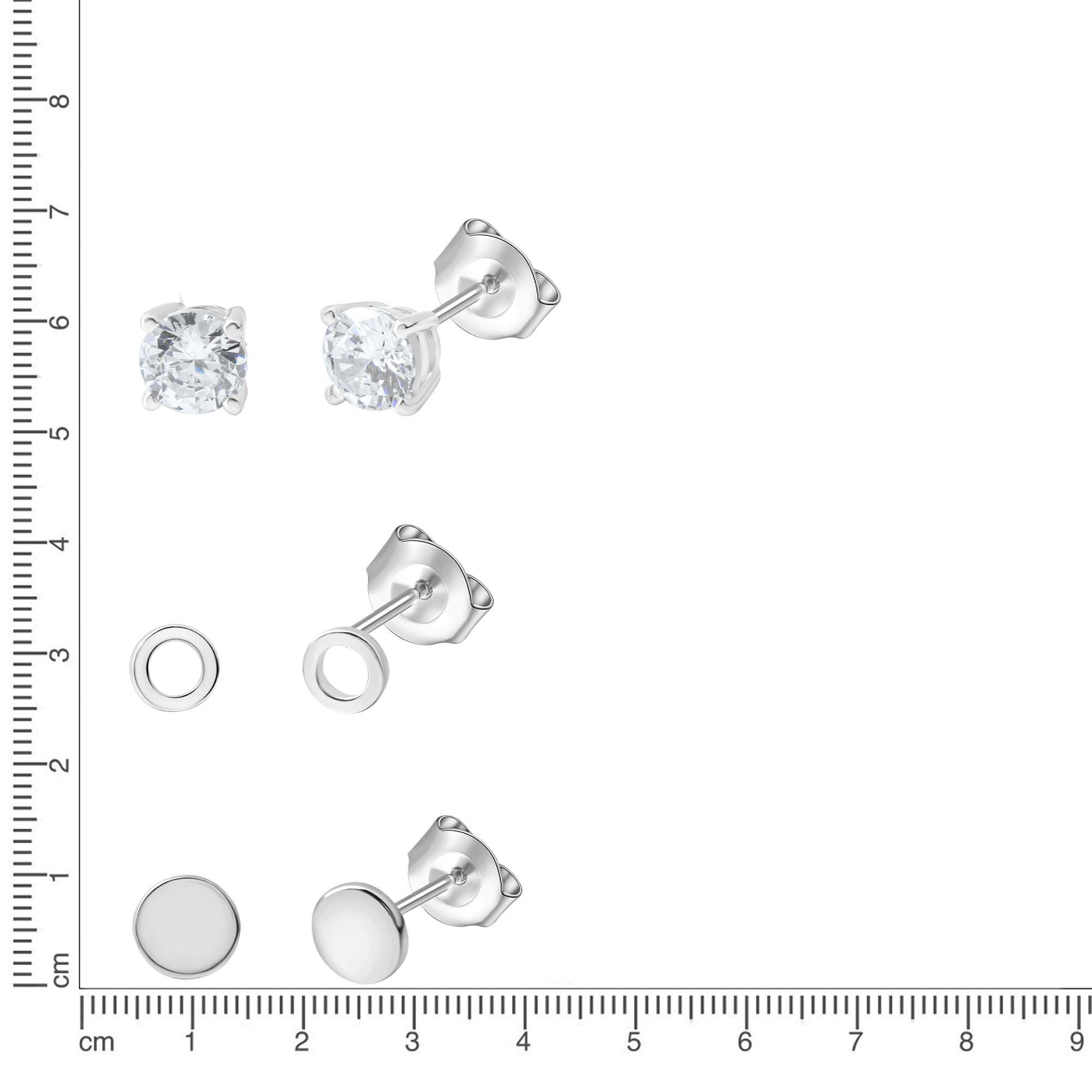 Firetti Ohrstecker-Set Multipack Schmuck Geschenk Silber 925 Ohrschmuck Ohrringe (Set, 6-tlg), mit Zirkonia (synth)