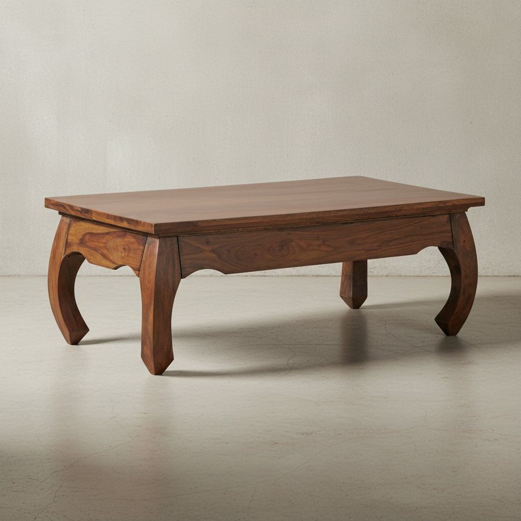 KADIMA DESIGN Couchtisch Kaffeetisch KANADA - Opium-Form, Massivholz, große Ablage