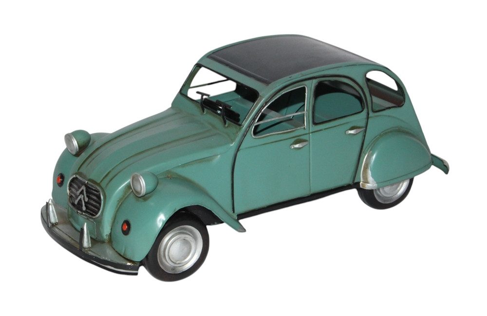 Modellauto Modellauto Oldtimer Citroen 2CV Ente in grün aus Blech L 33 cm