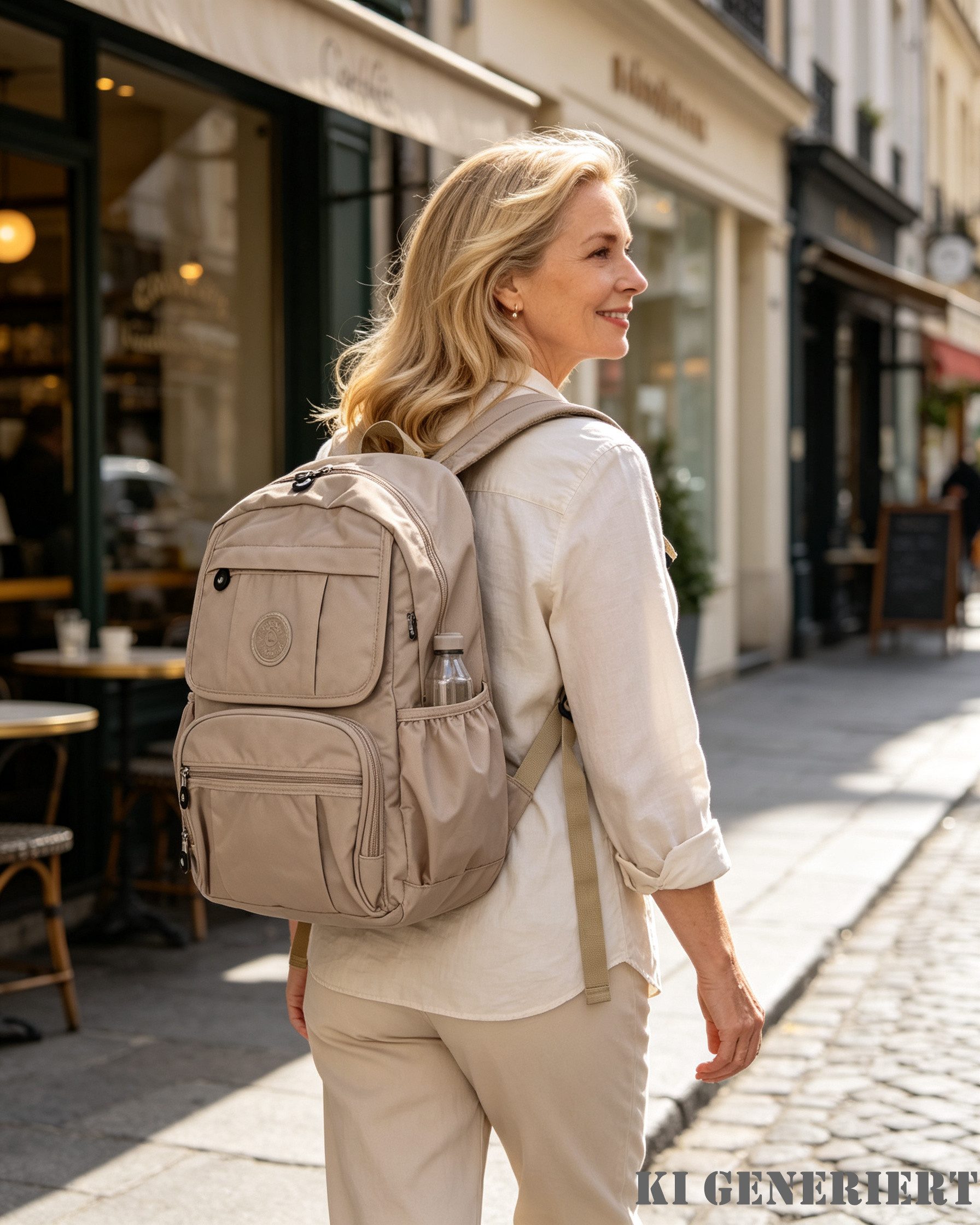 MIRROSI Tagesrucksack Damen Stoffrucksack leicht – Cityrucksack 28x38x12 cm, mit vielen Fächern, Reißverschluss & verstellbaren Schultergurten – Bild 2 von 4