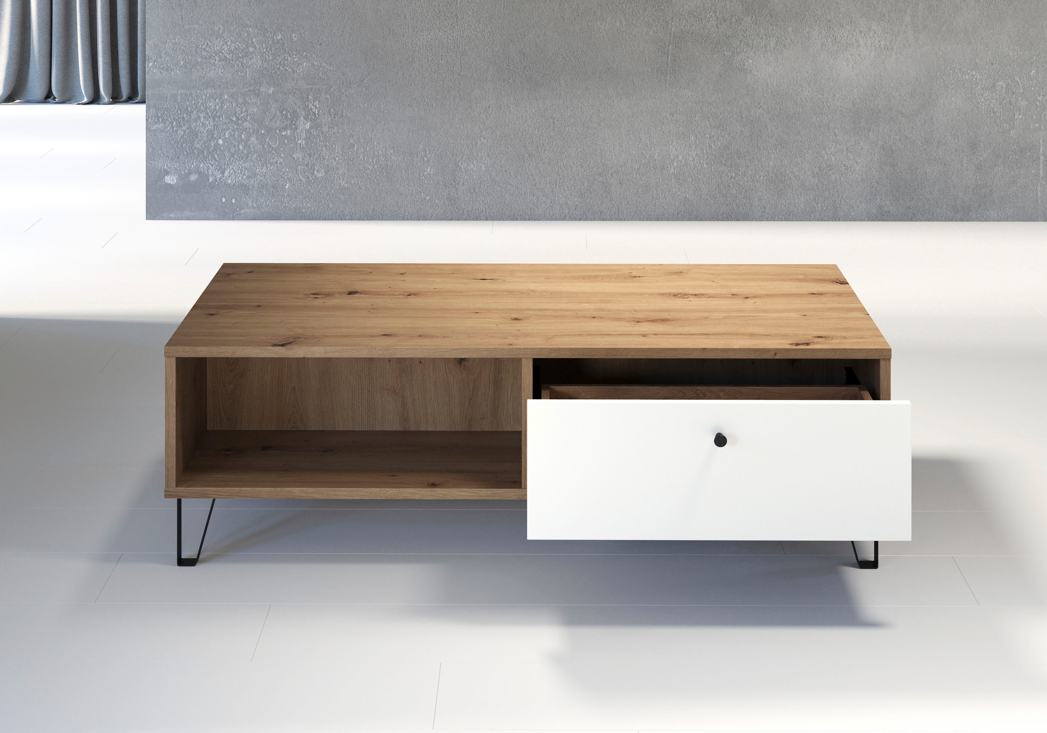 Home affaire Couchtisch Tarragona, Couchtisch m. 2 Schub.K, 2 Fächern & Soft-Close - (B/T/H) 110/60/37 cm