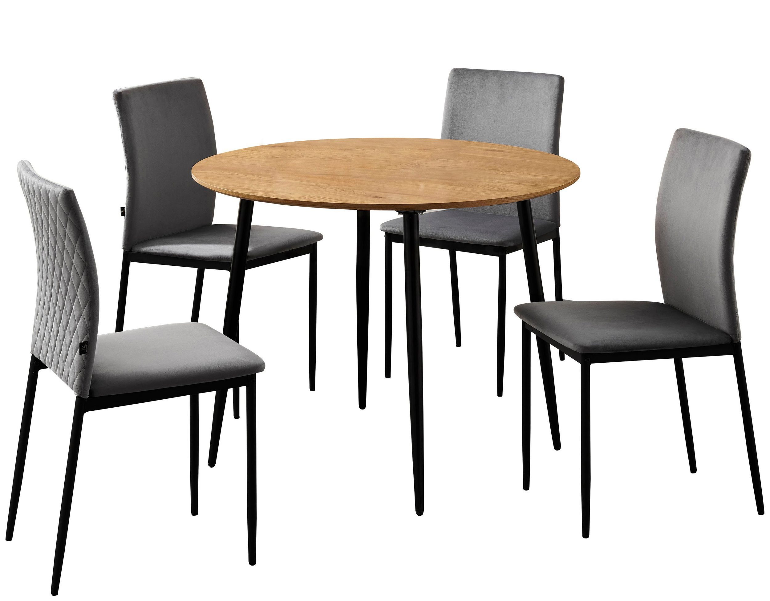 loft24 Essgruppe Padova, (Set, 5-tlg., Tisch mit 4 Stühlen), 1 runder Tisch  120 cm mit 4 Stühlen, Bezug in Lederoptik