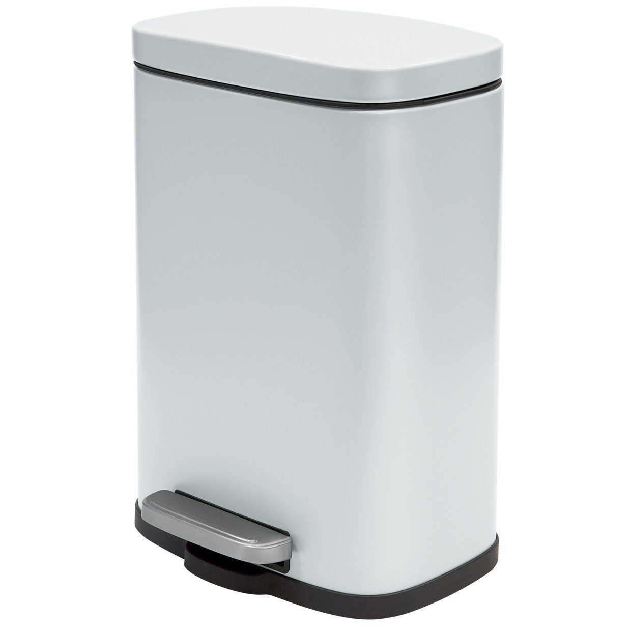 spirella Mülleimer AKIRA, Abfall Treteimer L, Softclose Absenkautomatik, herausnehmbarer Innenbehälter, Anti-Fingerprint Oberfläche, Stahl matt-satiniert, für Küche, Büro, Hauswirtschaftsraum, 12 L, weiß