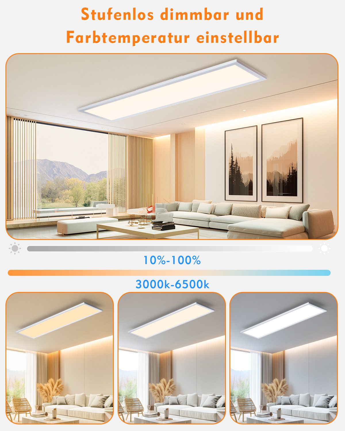 Lujasi LED Deckenleuchte Deckenlampe, 36W 3600LM LED Panel Flach 100 x 25 x günstig online kaufen